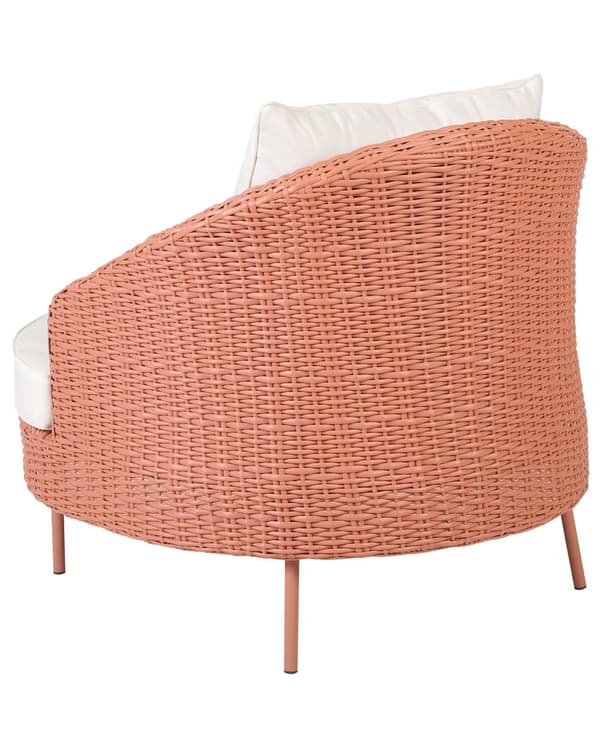 Puutarhatuoli persikanpunainen 80 x 151 cm polyrottinki teräs rahi vetoketjulliset pehmusteet UV-kestävä boho
