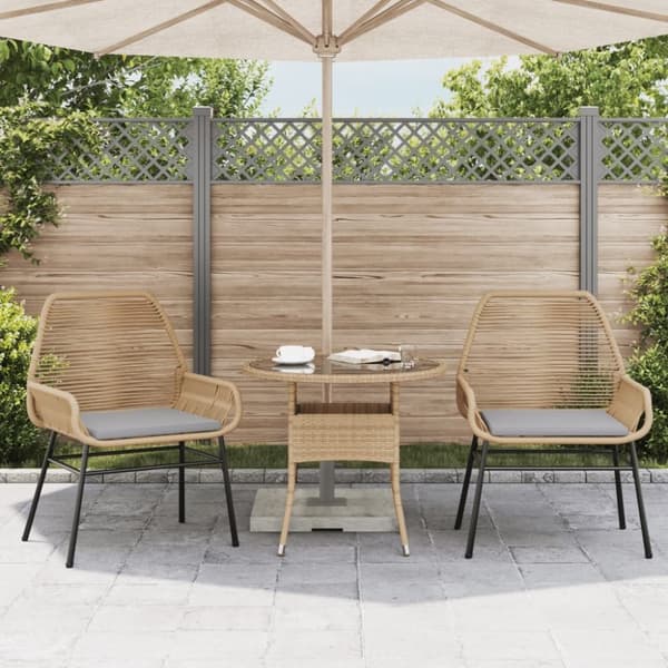 vidaXL havestole 2 stk. med hynder polyrattan brun