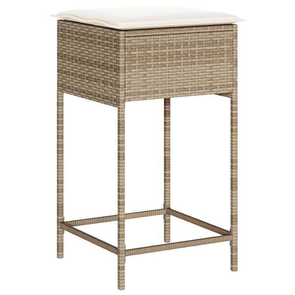 vidaXL udendørs barstole med hynder 2 stk. polyrattan beige