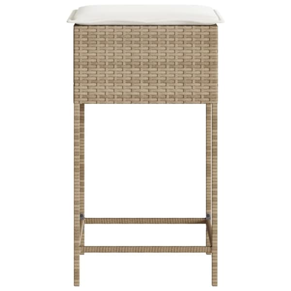 vidaXL udendørs barstole med hynder 2 stk. polyrattan beige