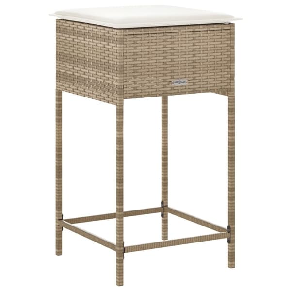 vidaXL udendørs barstole med hynder 2 stk. polyrattan beige