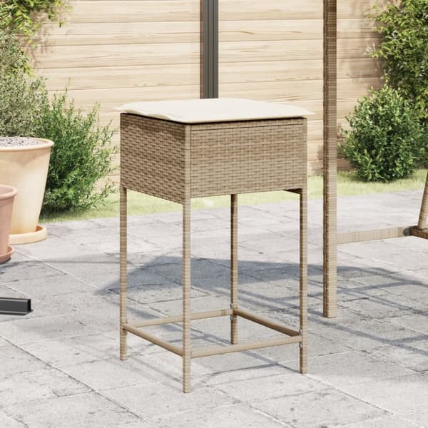 vidaXL udendørs barstole med hynder 2 stk. polyrattan beige