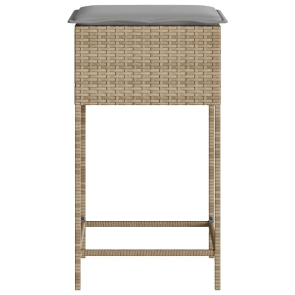 vidaXL udendørs barstole med hynder 2 stk. polyrattan beige