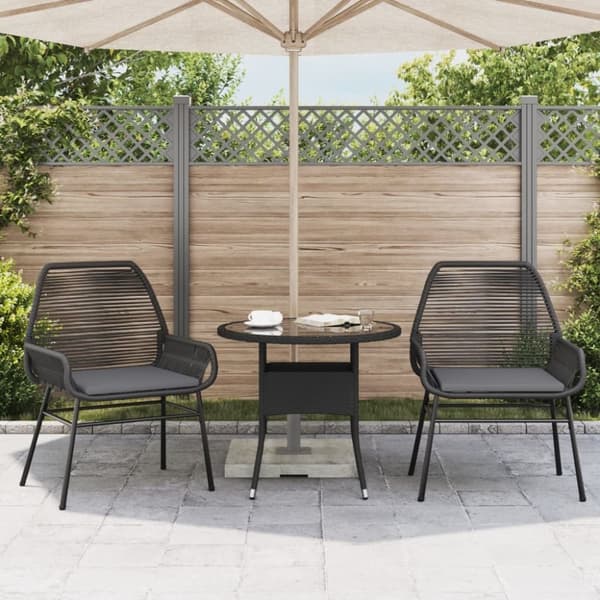 vidaXL havestole 2 stk. med hynder polyrattan sort