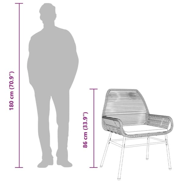vidaXL havestole 2 stk. med hynder polyrattan sort