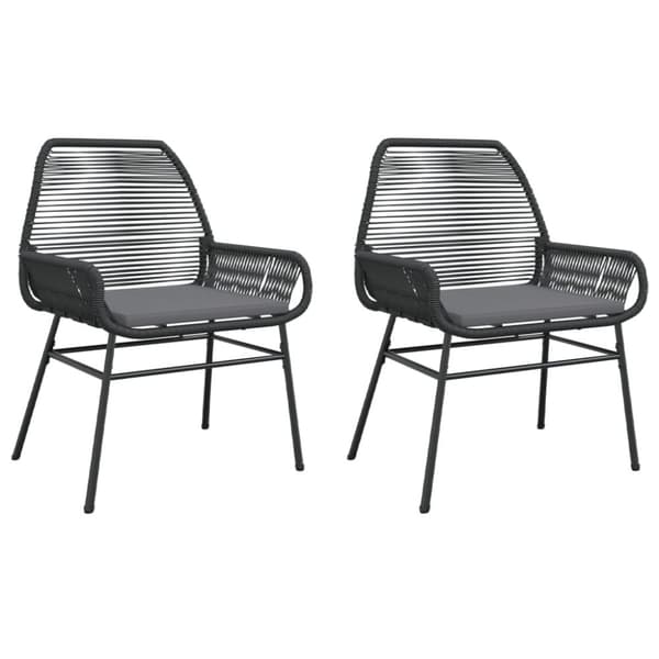 vidaXL havestole 2 stk. med hynder polyrattan sort