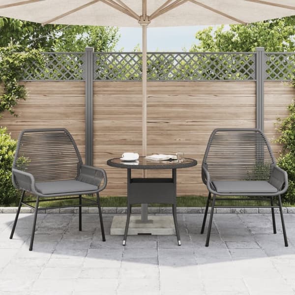vidaXL havestole 2 stk. med hynder polyrattan grå