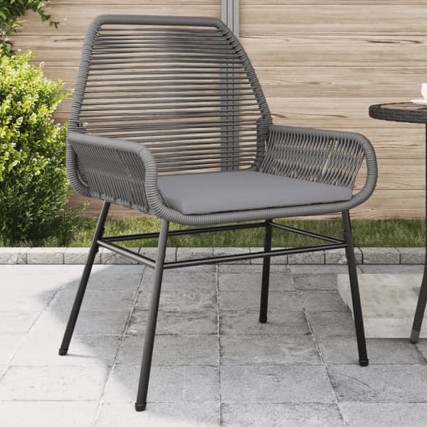 vidaXL havestole 2 stk. med hynder polyrattan grå