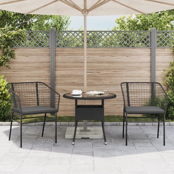 vidaXL havestole 2 stk. med hynder polyrattan sort