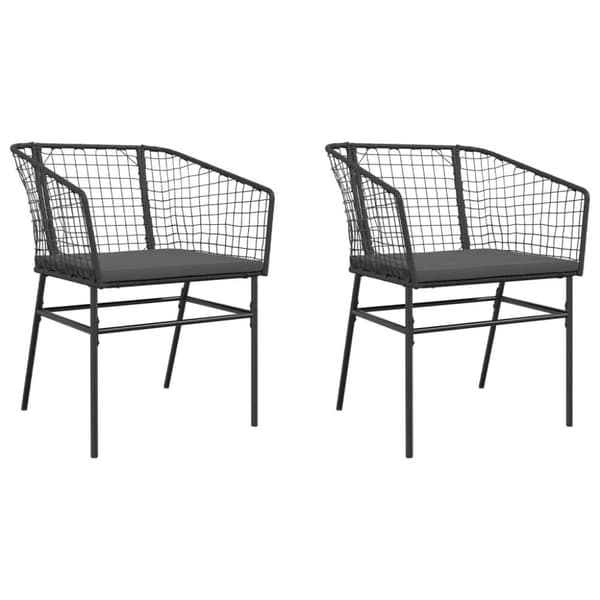 vidaXL havestole 2 stk. med hynder polyrattan sort