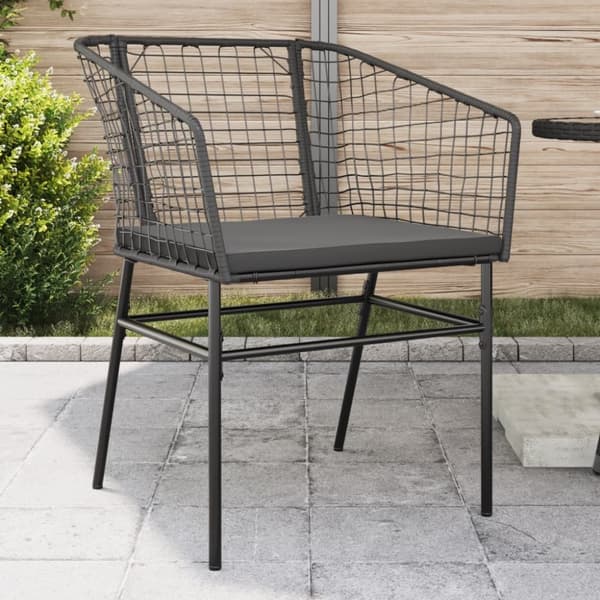 vidaXL havestole 2 stk. med hynder polyrattan sort