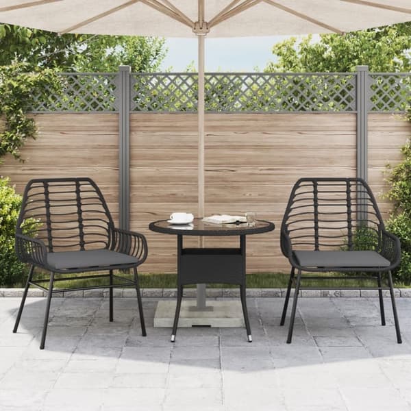 vidaXL havestole 2 stk. med hynder polyrattan sort