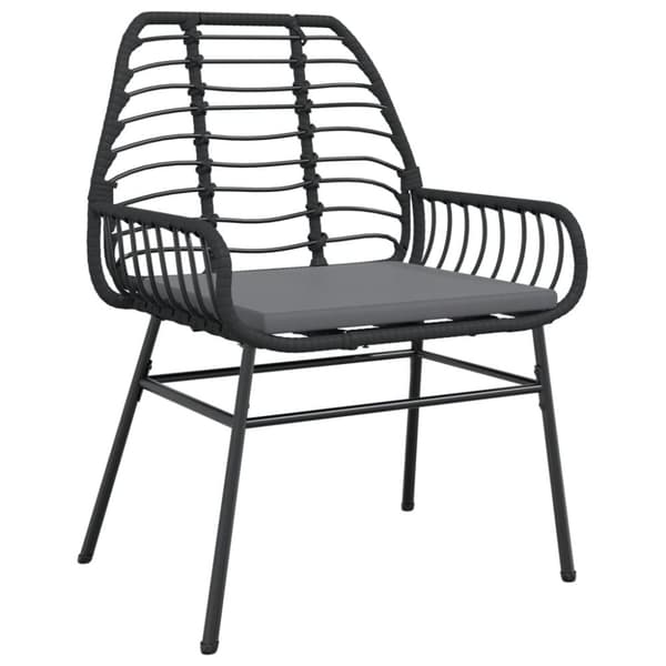 vidaXL havestole 2 stk. med hynder polyrattan sort