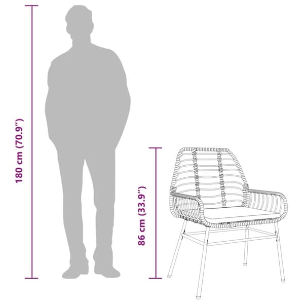 vidaXL havestole 2 stk. med hynder polyrattan sort