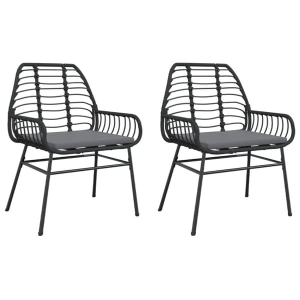 vidaXL havestole 2 stk. med hynder polyrattan sort
