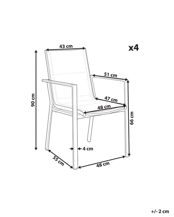 Sæt med 4 Havestole Grå Aluminiumsstel med Puder Design Moderne Stil