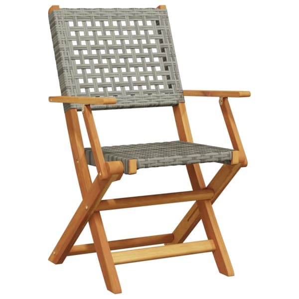 vidaXL havestole 8 stk. foldbar polyrattan og massivt træ grå