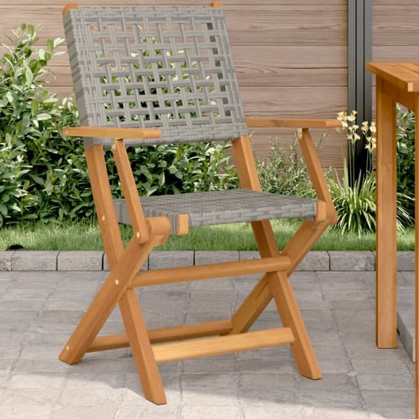 vidaXL havestole 2 stk. massivt akacietræ og polyrattan grå
