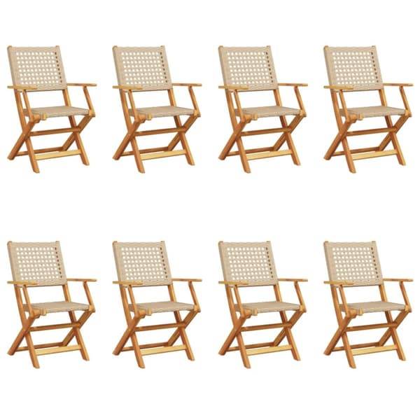 vidaXL foldbare havestole 8 stk. polyrattan beige