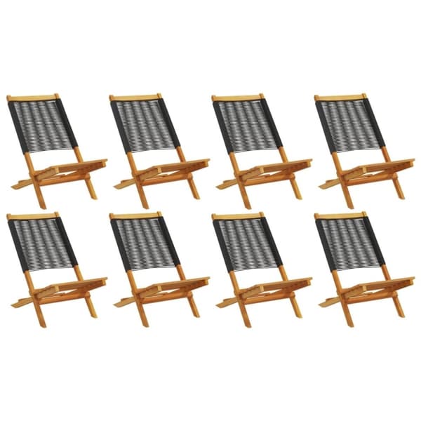 vidaXL foldbare havestole 8 stk. massivt akacietræ sort