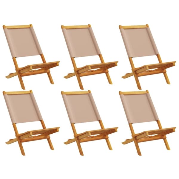 vidaXL foldbare havestole 6 stk. stof og massivt træ gråbrunt