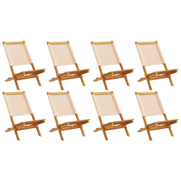 vidaXL Sammenleggbare hagestoler 8 stk beige stoff og heltre