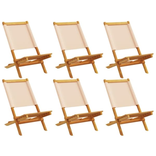vidaXL Sammenleggbare hagestoler 6 stk beige stoff og heltre