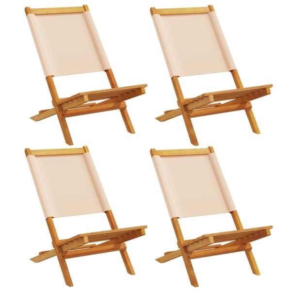 vidaXL Hopfällbara trädgårdsstolar 4 st beige tyg och massivt trä