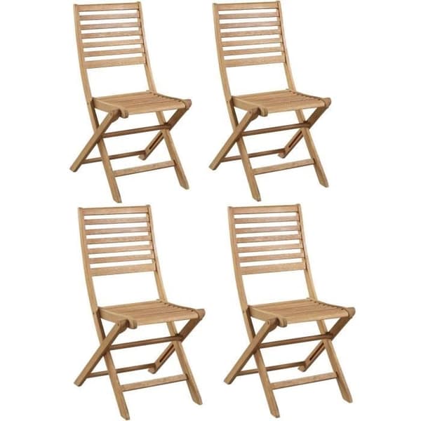Set med 4 hopfällbara trädgårdsstolar i Acacia FSC - 47 x 57,5 x H.89,5 cm