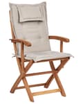 Miniatyrbillede 4 af 10: Havestole Taupe Akacietræ Sæt af 2 Udendørs Sammenklappelige Klapstole Foldbar Træstole med Hynde Design Lamel Ryg til Terrasse Have Retro