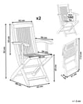 Miniatyrbillede 3 af 9: Havestole Lyst Akacietræ Sæt af 2 Udendørs Sammenklappelige Klapstole Foldbar Træstole Rustikt Design Lamel Ryg til Terrasse Have Retro