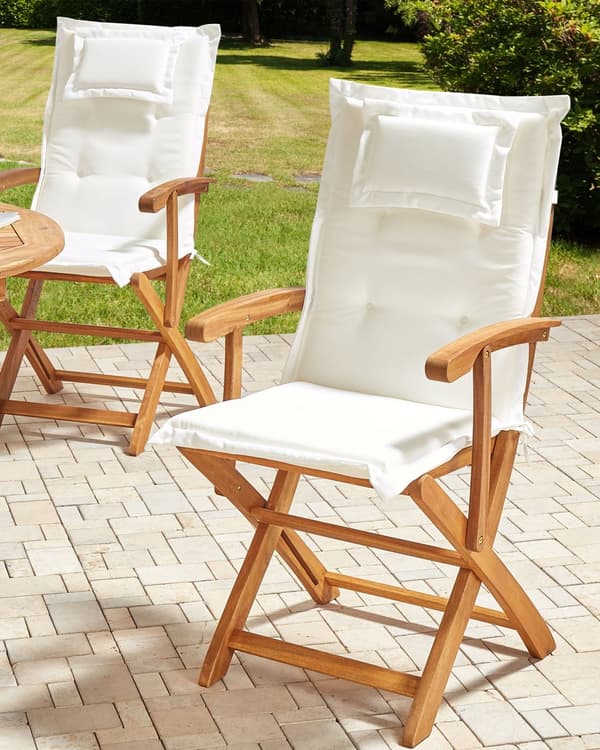 Havestole Lyst Akacietræ Sæt af 2 Udendørs Sammenklappelige Klapstole Foldbar Træstole med Hynde Design Lamel Ryg til Terrasse Have Retro