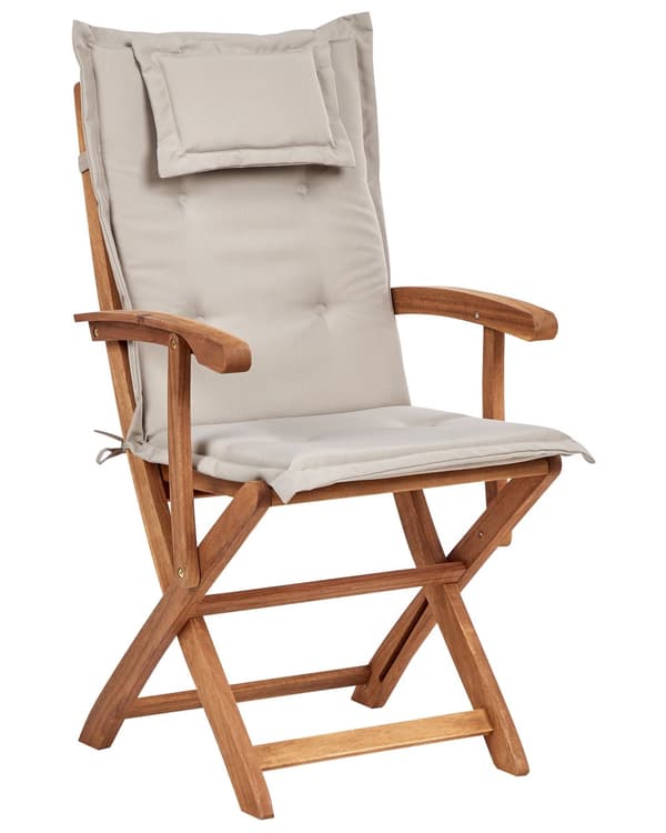 Trädgårdsstol 2 st Ljust Akaciaträ med Taupe Dyna Hopfällbara Rustik Design