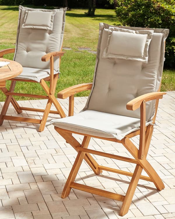 Trädgårdsstol 2 st Ljust Akaciaträ med Taupe Dyna Hopfällbara Rustik Design