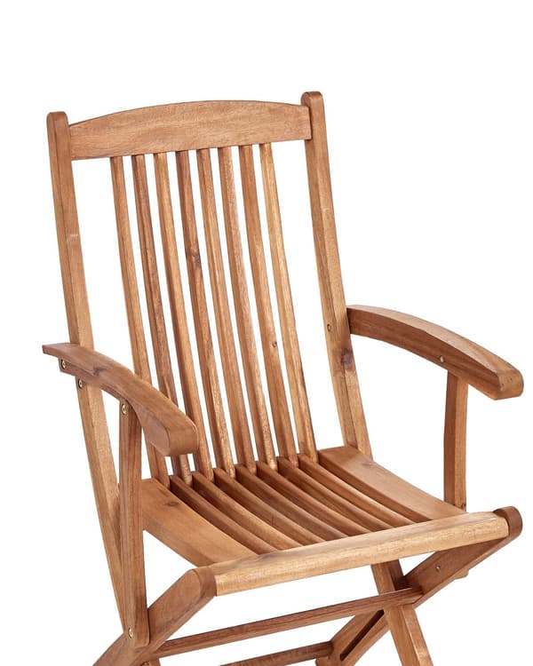 Trädgårdsstol 2 st Ljust Akaciaträ med Blå Dyna Hopfällbara Rustik Design