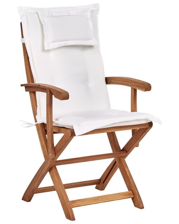 Trädgårdsstol 2 st Ljust Akaciaträ med Off-White Dyna Hopfällbara Rustik Design