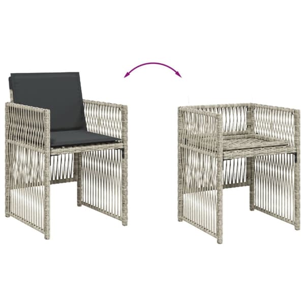 vidaXL havestole 4 stk. med hynder polyrattan lysegrå