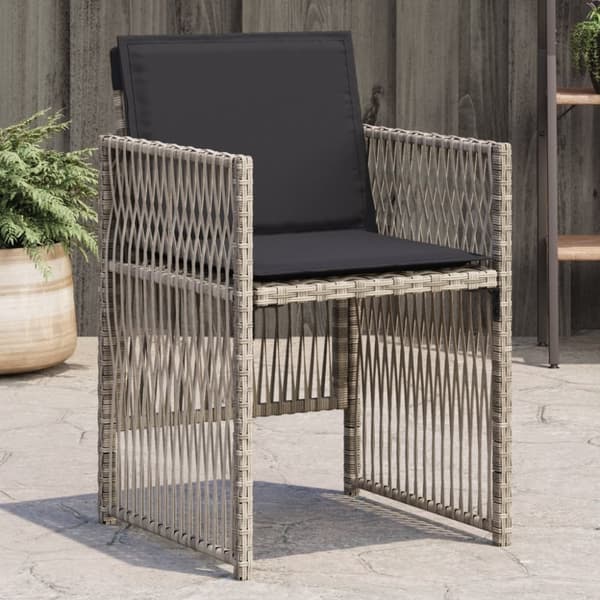 vidaXL havestole 4 stk. med hynder polyrattan lysegrå