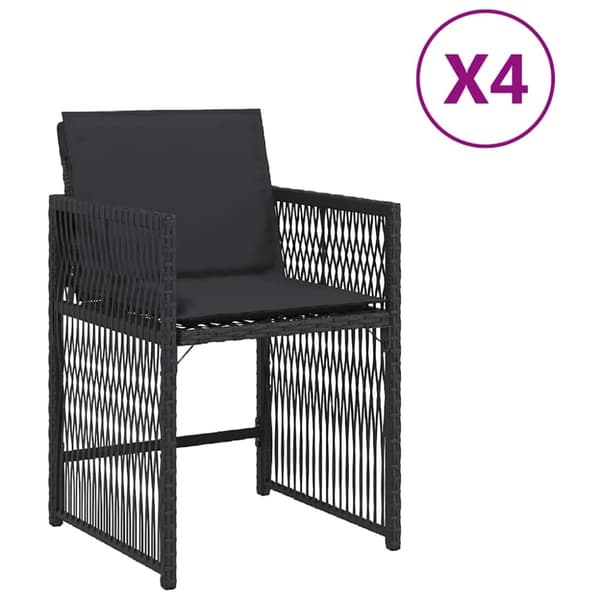 vidaXL havestole med hynder 4 stk. polyrattan sort