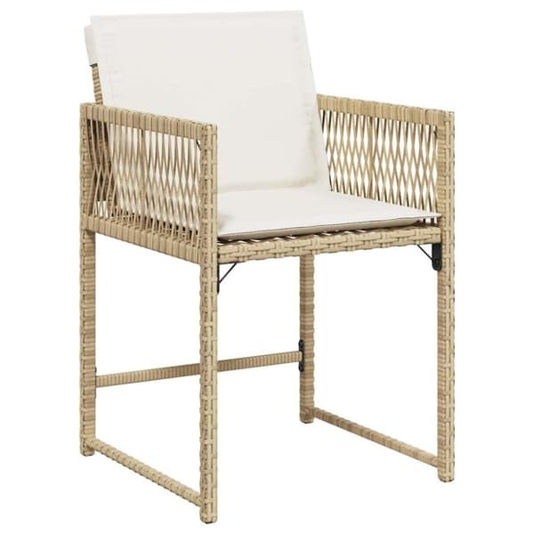 vidaXL Trädgårdsstolar med dynor 4 st beige konstrotting