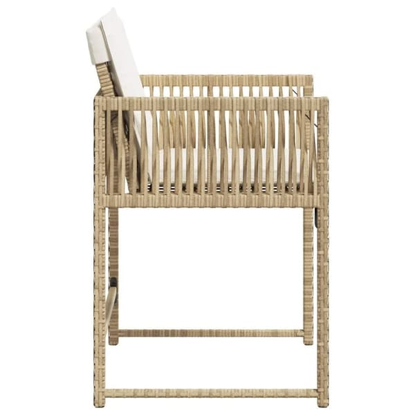 vidaXL Trädgårdsstolar med dynor 4 st beige konstrotting