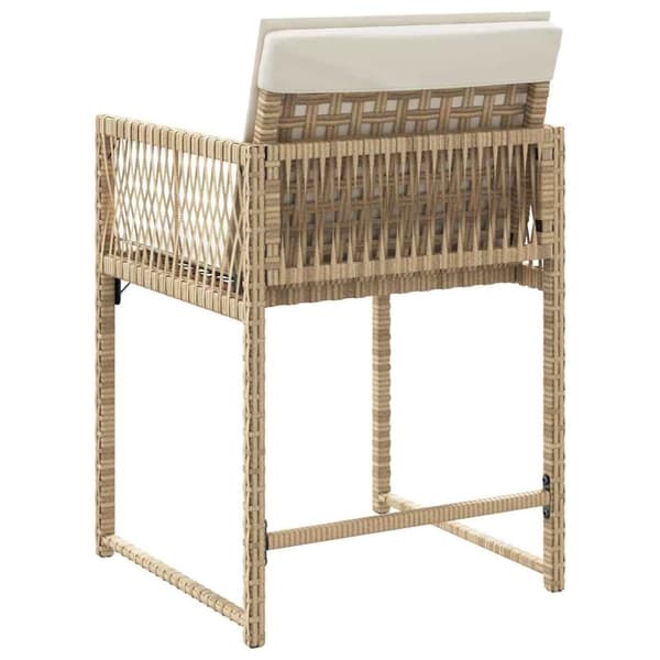 vidaXL Trädgårdsstolar med dynor 4 st beige konstrotting