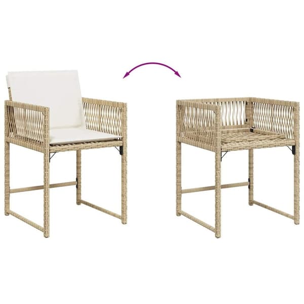 vidaXL Trädgårdsstolar med dynor 4 st beige konstrotting