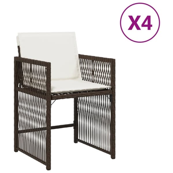 vidaXL Trädgårdsstolar med dynor 4 st brun konstrotting