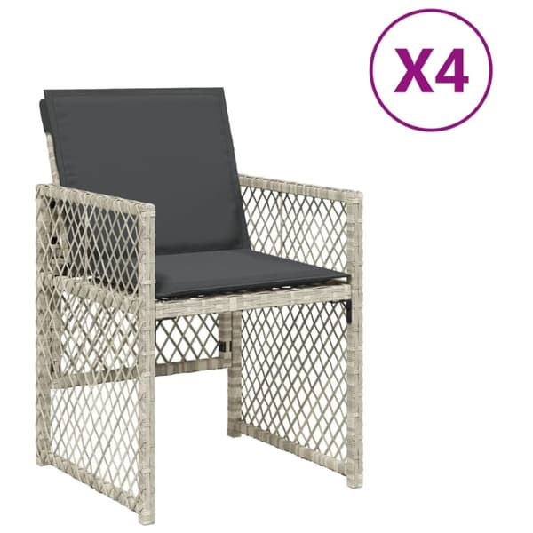 vidaXL Trädgårdsstolar med dynor 4 st ljusgrå konstrotting