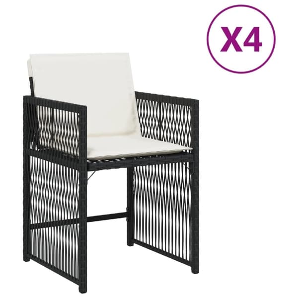 vidaXL havestole med hynder 4 stk. polyrattan sort