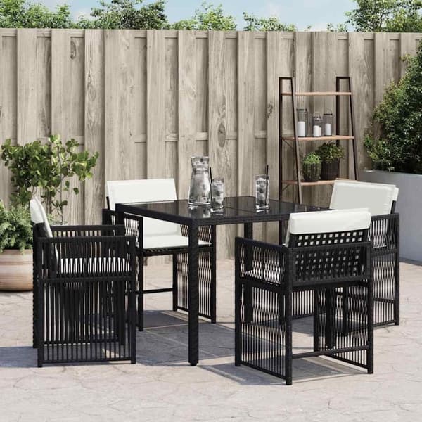 vidaXL havestole med hynder 4 stk. polyrattan sort