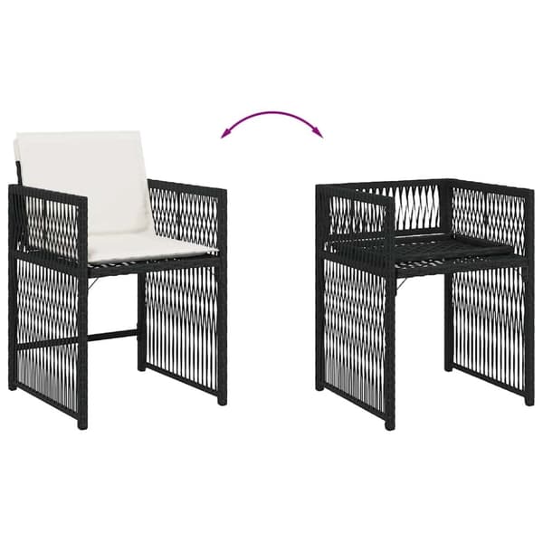 vidaXL havestole med hynder 4 stk. polyrattan sort
