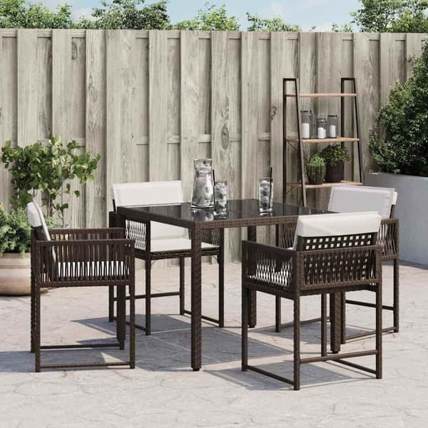 vidaXL havestole 4 stk. med hynder polyrattan brun