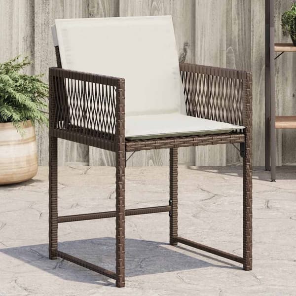 vidaXL havestole 4 stk. med hynder polyrattan brun